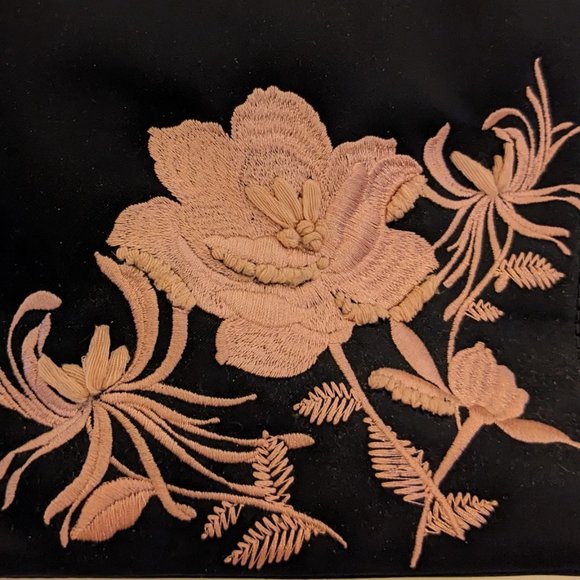 Kate Spade - Black Crossbody Mini Bag w/ Pink Floral Embroidery & Gold Hardware - Picture 3 of 6